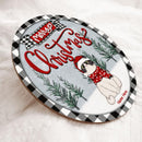 Merry Christmas - Cats On Snow - Personalized Cat Christmas Door Sign