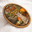 Happy Thanksgiving - Pumpkins Front Wood Wall - Personalized Cat Autumn Door Sign
