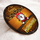 Happy Halloween - Golden Background - Personalized Cat Halloween Door Sign