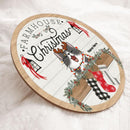 Farmhouse Christmas - White Wooden Wall - Personalized Cat Christmas Door Sign