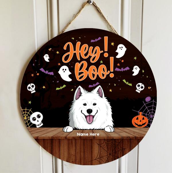 Hey Boo - Personalized Dog Halloween Door Sign