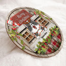 Merry Christmas - Wood Wall With Windows- Personalized Cat Christmas Door Sign