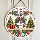 Welcome Hope You Like Cats - Xmas Decoration - Personalized Cat Christmas Door Sign