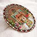 Season's Greetings - Indoor Fireplace - Personalized Cat Christmas Door Sign