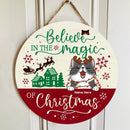 Believe In The Magic Of Christmas - Wheat And Red Color - Personalized Cat Christmas Door Sign