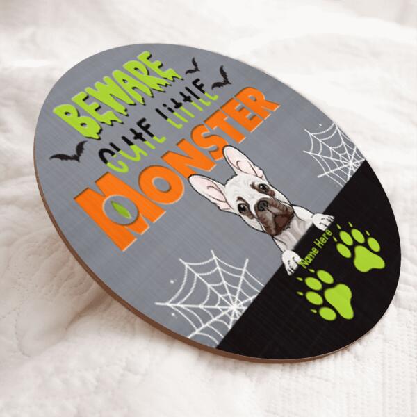 Beware Cute Little Monsters- Personalized Dog Halloween Door Sign