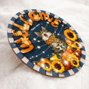 Welcome - Sunflower Decoration - Personalized Cat Autumn Door Sign