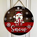 Let It Snow - Red & White Background - Personalized Dog Christmas Door Sign