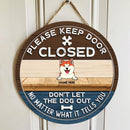 Please Keep Door Closed Don't Let The Dog Out No Matter What It Tell You Custom Background - Personalized Dog Door Sign