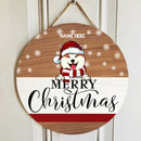 Merry Christmas - Pale Wooden - Personalized Dog Christmas Door Sign