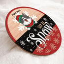 Let It Snow - Red & Black - Wooden - Personalized Cat Christmas Door Sign