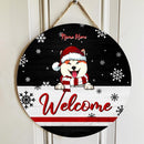 Welcome - Black Background - Custom Quote - Personalized Dog Christmas Door Sign