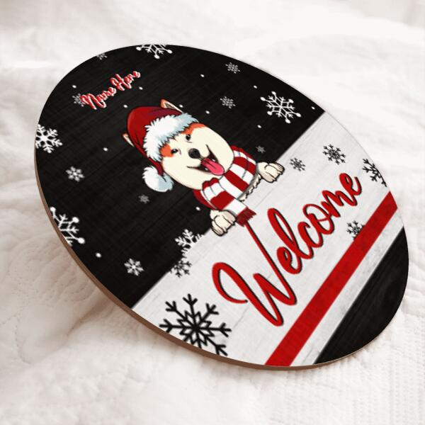 Welcome - Black Background - Custom Quote - Personalized Dog Christmas Door Sign