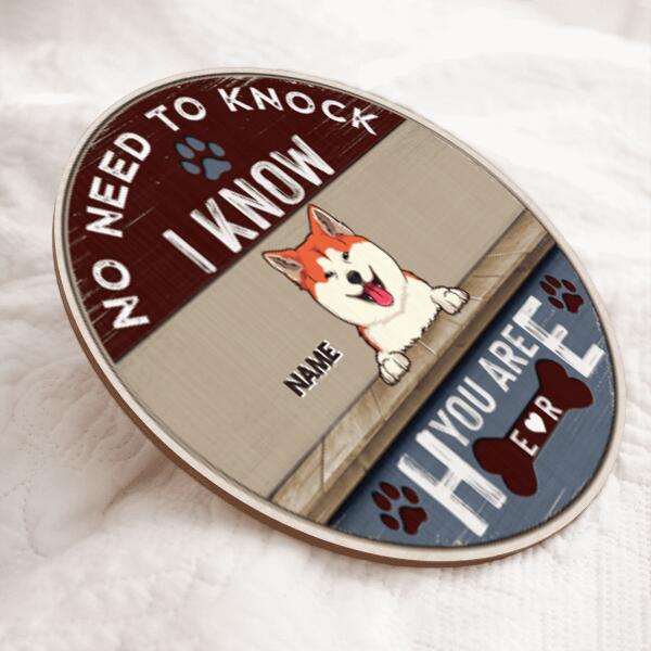 No Need To Knock I Know You Are Here, Rustic Wooden Door Hanger, Personalized Dog Breeds Door Sign, Front Door Decor