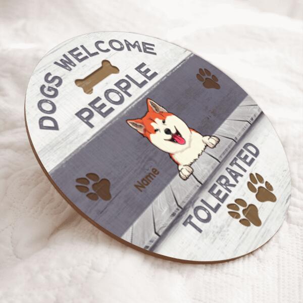 Dogs Welcome People Tolerated, Door Hanger, Dog Dad Gift, Dog Mom Gift, Personalized Dog Breed Door Sign