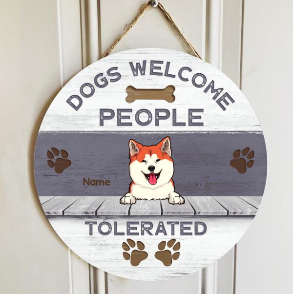 Dogs Welcome People Tolerated, Door Hanger, Dog Dad Gift, Dog Mom Gift, Personalized Dog Breed Door Sign