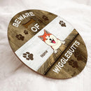Beware Of Wigglebutts, Door Hanger, Dog Dad Gift, Dog Mom Gift, Personalized Dog Breed Door Sign