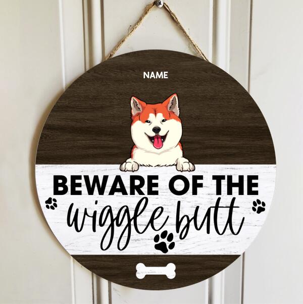 Beware Of Wiggle Butts, Wooden Door Hanger, Personalized Dog Breeds Door Sign, Dog Lovers Gifts, Front Door Decor