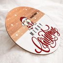 Merry Christmas, Light Brown Wooden And Snow Background, Personalized Dog Lovers Christmas Door Sign