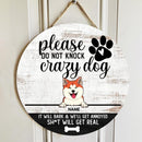 Please Do Not Knock, White Wooden Door Hanger, Personalized Dog Breeds Door Sign, Dog Lovers Gifts, Front Door Decor