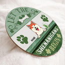 Let The Shenanigans Begin, Four-Leaf Clover Door Hanger, Personalized Dog Breeds Door Sign, Dog Lovers Gifts