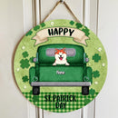 Happy St. Patrick Day, Green Door Hanger, Personalized Dog Breeds Door Sign, Dog Lovers Gifts, Front Door Decor