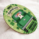 Happy St. Patrick's Day Shamrock Deliveries, Green Door Hanger, Personalized Dog Breeds Door Sign, Dog Lovers Gifts