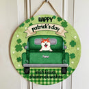 ﻿Happy St. Patrick's Day Irish Kisses Shamrock Wishes, Personalized Dog Breeds Door Sign, Dog Lovers Gifts