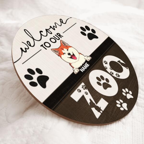 Welcome To Our Zoo, Wooden Door Hanger, Personalized Dog & Cat Door Sign, Gifts For Pet Lovers, Front Door Decor