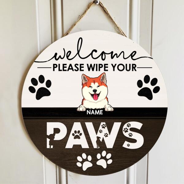 Welcome Please Wipe Your Paws, Welcome Sign, Personalized Dog Breeds Door Sign, Gifts For Dog Lovers, Front Door Decor