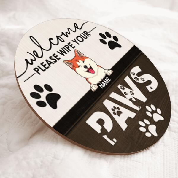 Welcome Please Wipe Your Paws, Welcome Sign, Personalized Dog Breeds Door Sign, Gifts For Dog Lovers, Front Door Decor