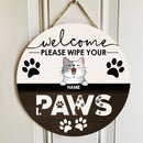 ﻿Welcome Please Wipe Your Paws, Welcome Sign, Personalized Cat Breeds Door Sign, Gifts For Cat Lovers, Front Door Decor