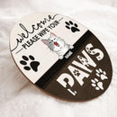 ﻿Welcome Please Wipe Your Paws, Welcome Sign, Personalized Cat Breeds Door Sign, Gifts For Cat Lovers, Front Door Decor