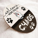 ﻿Welcome Hope You Like Chaos, Welcome Sign, Personalized Cat Breeds Door Sign, Gifts For Cat Lovers, Front Door Decor