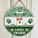﻿You Are My Lucky Charm, Four-Leaf Clover Door Hanger, Personalized Dog Breeds Door Sign, Dog Lovers Gifts