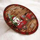 Christmas Dogs On Truck, Vintage Wooden, Personalized Dog Door Sign