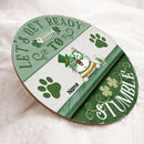 Let's Get Ready To Stumble, Four-Leaf Clover Door Hanger, Personalized Cat Breeds Door Sign, Cat Lovers Gifts