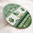 Let The Shenanigans Begin, Four-Leaf Clover Door Hanger, Personalized Cat Breeds Door Sign, Cat Lovers Gifts