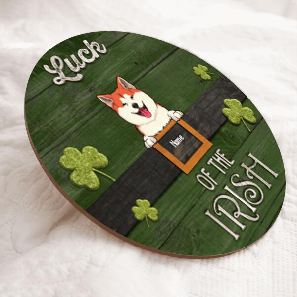 Luck Of The Irish, Shamrock Door Hanger, Personalized Dog Breeds Door Sign, St. Patrick Day Decor, Dog Lovers Gifts