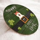 Happy St. Patrick's Day, Shamrock Door Hanger, Personalized Dog Breeds Door Sign, Front Door Decor, Dog Lovers Gifts