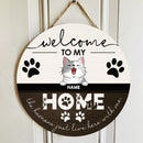 ﻿Welcome To Our Home, Welcome Sign, Personalized Cat Breeds Door Sign, Gifts For Cat Lovers, Front Door Decor