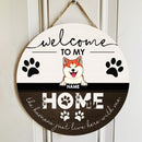 Welcome To Our Home, Welcome Sign, Personalized Dog & Cat Door Sign, Gifts For Pet Lovers, Front Door Decor