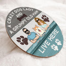 A Crazy Dog Lady And A Grumpy Old Man Live Here, Wooden Sign, Personalized Dog Breeds Door Sign, Dog Lovers Gifts