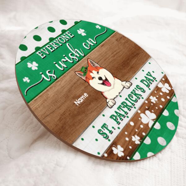 Everyone Is Irish On St. Patrick's Day, Polka Dot & Shamrock, Personalized Dog & Cat Door Sign, Front Door Decor