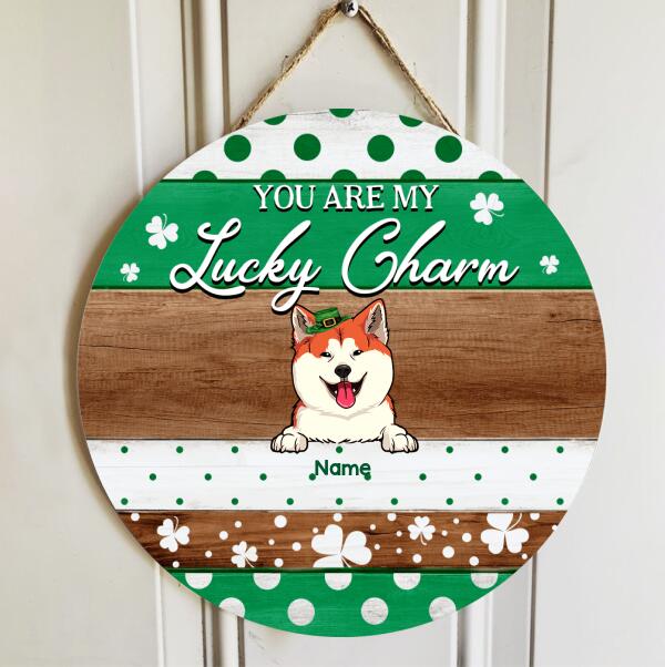 You Are My Lucky Charm, Polka Dot & Shamrock, Personalized Dog & Cat Door Sign, St. Patrick Day Front Door Decor