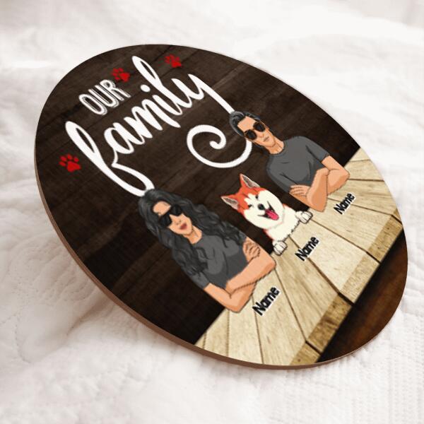 Our Family, Cool Family, Door Hanger, Pet Lovers Gifts, Personalized Dog & Cat Breed Door Sign, Funny Welcome Sign