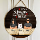 You, Me And The Cats, Cool Family, Door Hanger, Welcome Sign, Cat Lovers Gifts, Personalized Cat Breed Door Sign
