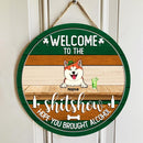 Welcome To The Shitshow, Green Door Hanger, Personalized Dog & Cat Breeds Door Sign, Front Door Decor, Pet Lovers Gifts