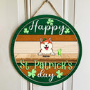 Happy St. Patrick's Day, Shamrock Door Hanger, Personalized Dog & Cat Door Sign, Front Door Decor, Gifts For Pet Lovers