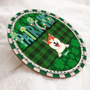 Happy St. Patrick's Day, Green Plaid Door Hanger, Personalized Dog & Cat Door Sign, Front Door Decor, Pet Lovers Gifts